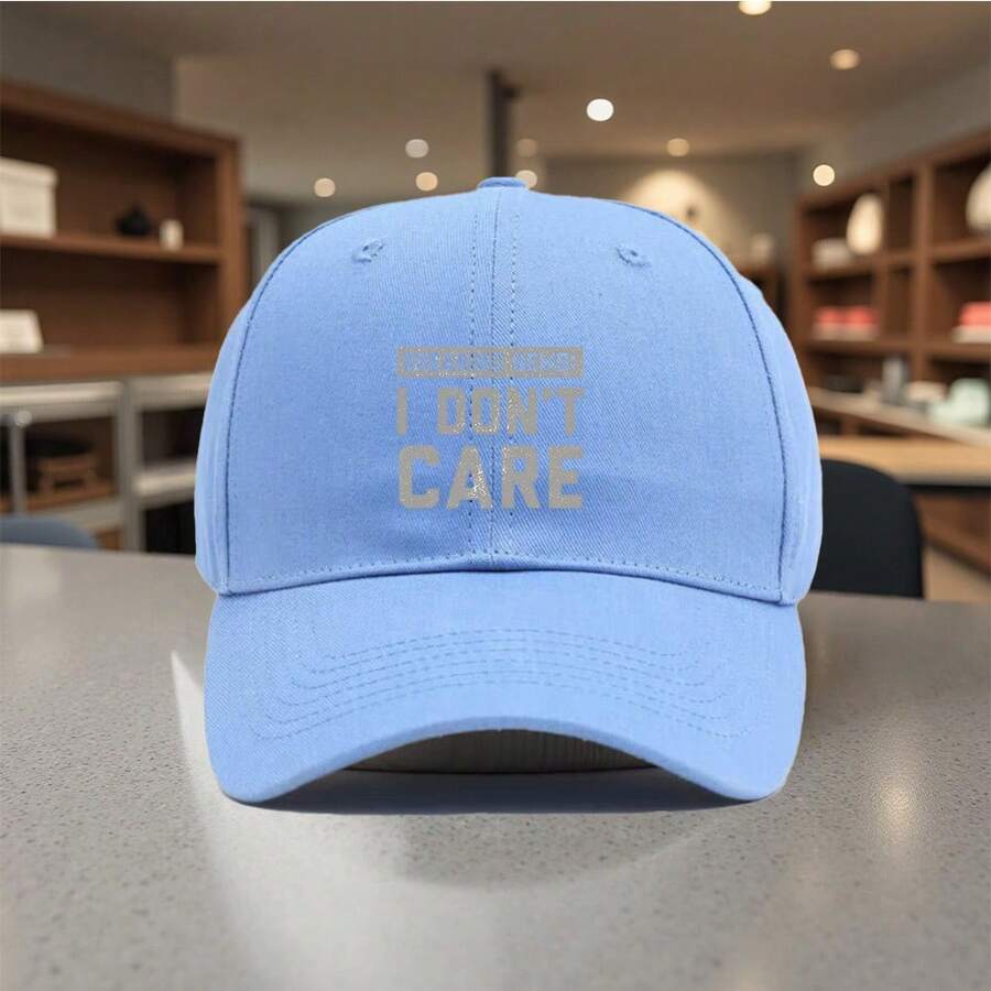 Red Adjustable Baseball Cap With Printed Breaking News: I Dont Care Text