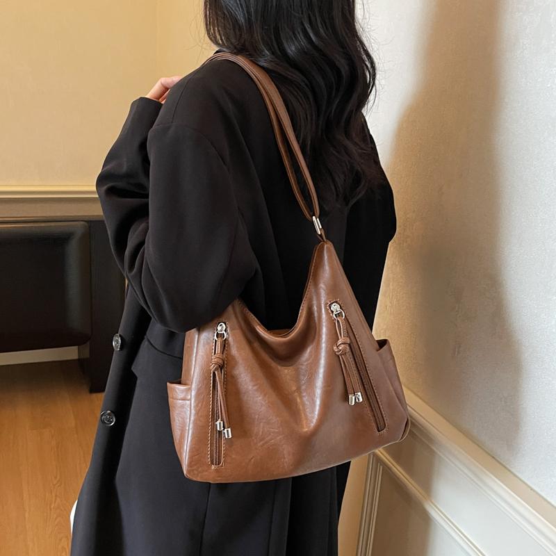 PU Zipper Fashi Tote Bags High Quality Large Capacity Versatile 2026 New Bags for Women Autumn Commuting Shoulder Bags