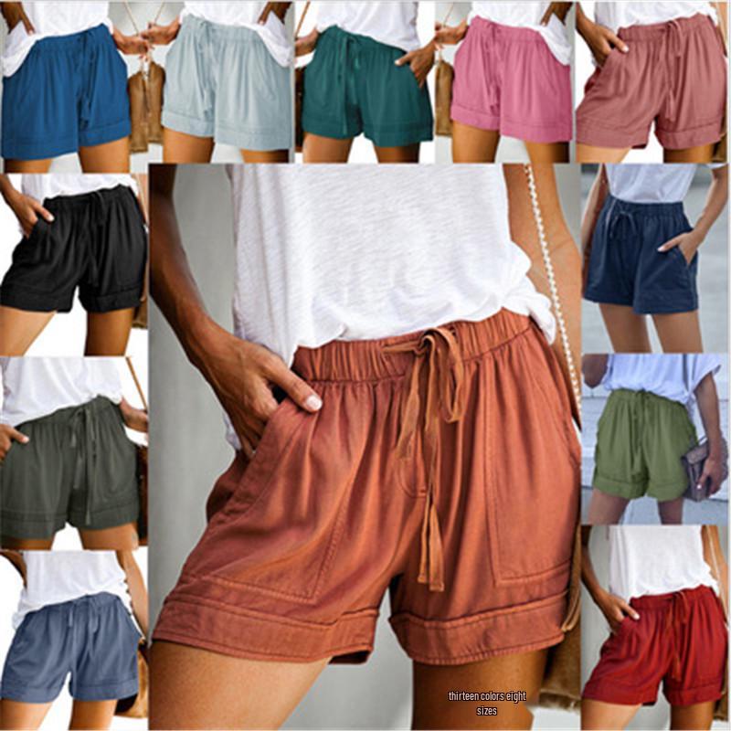 

Women s High Waist Elastic Wide-Leg Summer Shorts 3XL