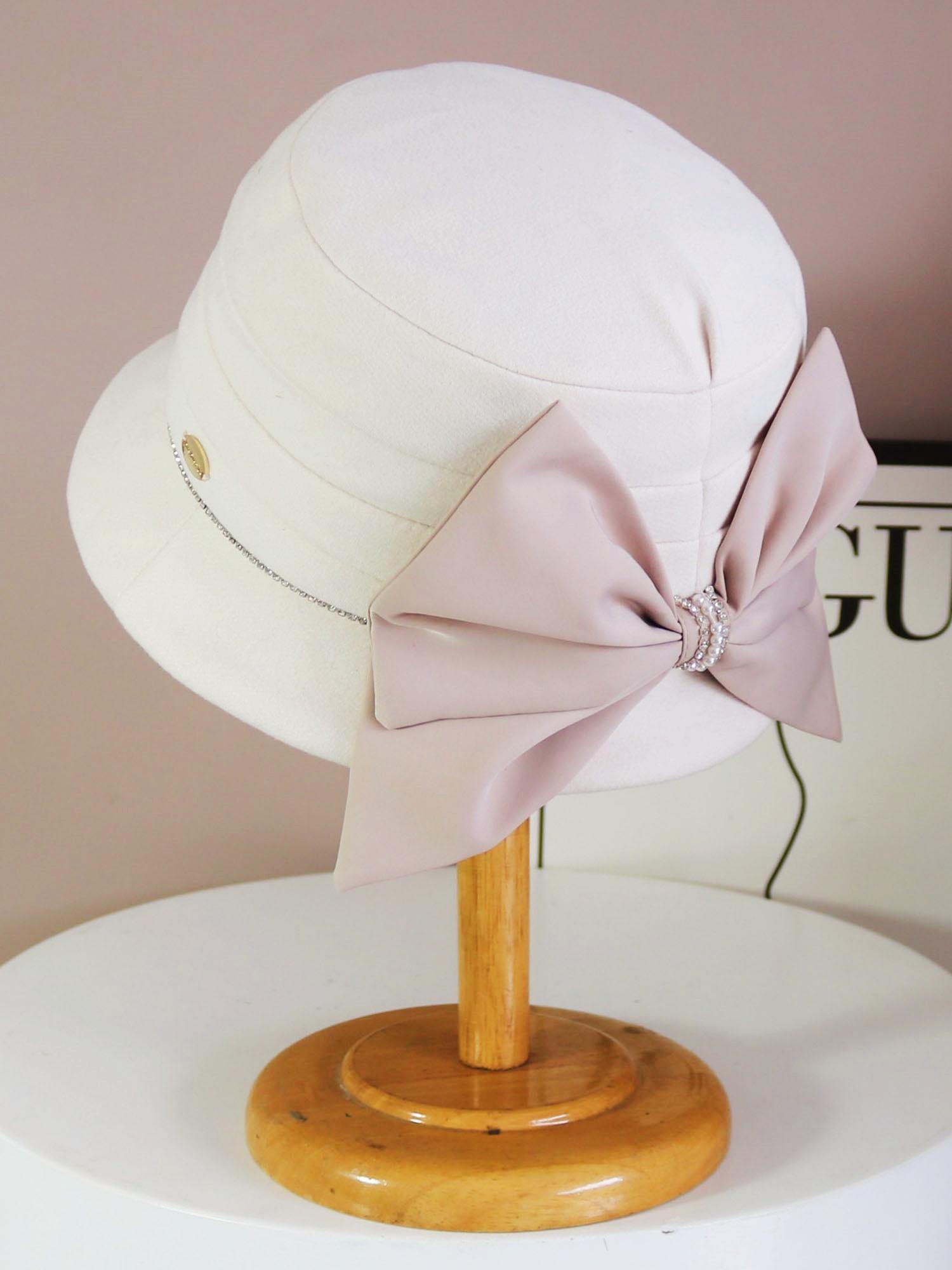 

Fisherman s hat for women in autumn and winter Internet celebrity bow and pearl basin hat Japanese versatile face showing small One Size армія зелений колір