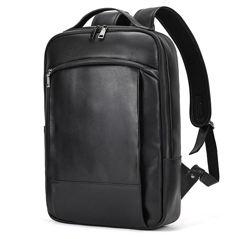 Retro Backpack Double Zipper Main Bag Leather Backpack Large Capacity Mad Horse Leather Outdoor Travel Bag Leisure Computer Bag