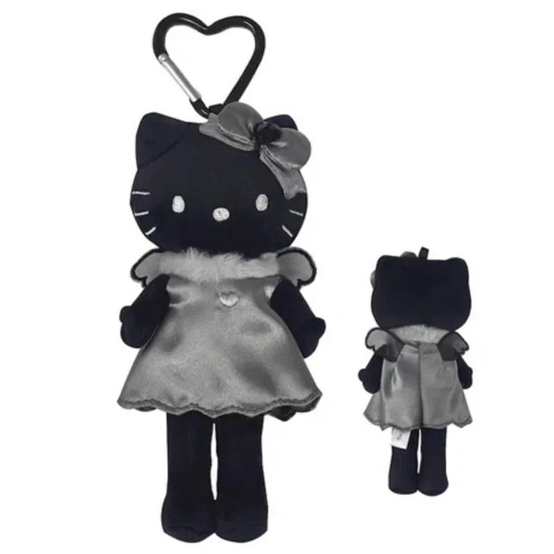 Cute Anime Figurine Kuromi Ugly Fish Full Black Dark Gray Carbon Black Series Plush Keychain Pendant Plaything Bag Present For Girls
