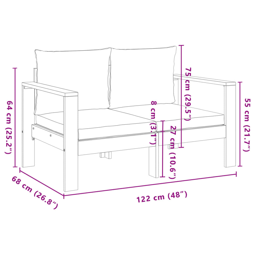 4 Piece Garden Sofa Set with Cushions Solid Acacia Wood