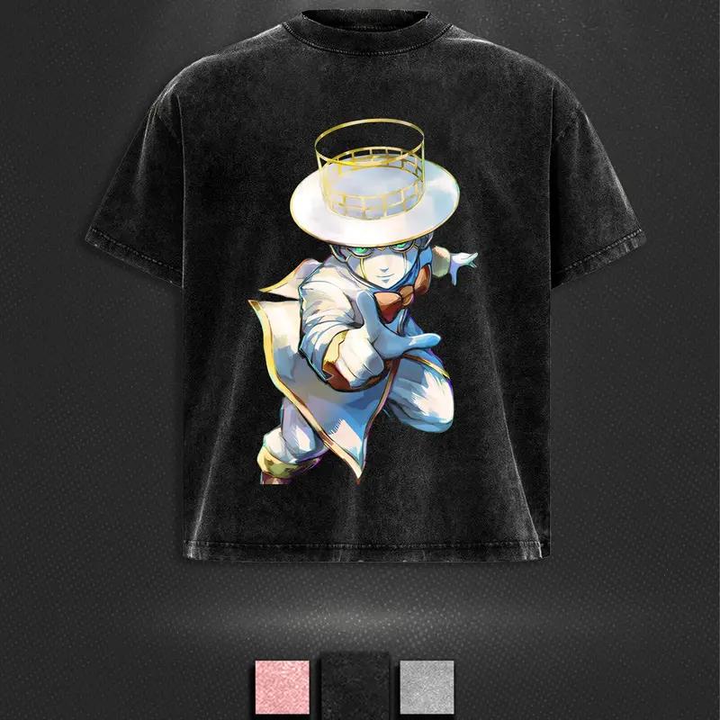 Jolyne Jotaro JoJo's Bizarre Adventure Clothing Men Women Short Sleeve T-shirts Vintage Washed T Shirt Casual Cotton Streetwear