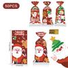 50pcs Merry Christmas Cellophane Bags With Twist Ties Xmas Clear Cello Candy Gift Bags New Year's Eve Christmas Party Decoration