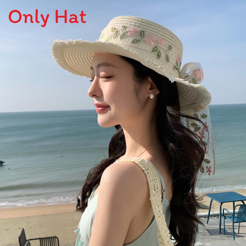 Summer Straw Hat For Women With Wide Brim Sunshade And Adjustable Fit For Beach Vacation