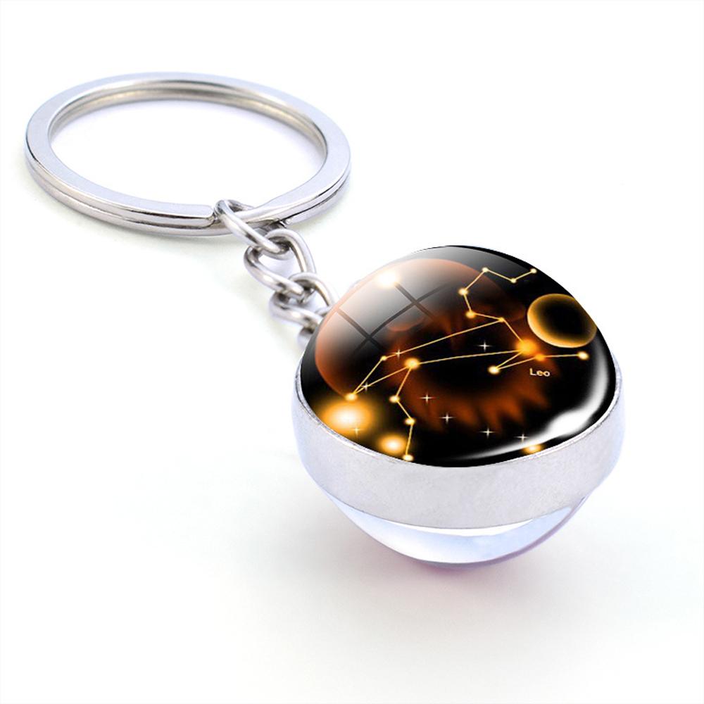 Holder Libra Scorpio Jewelry Leo Glass Ball 12 Constellation Zodiac Keychain Keychain Key Rings
