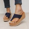 Women's Wide Width Peep-Toe Slides, Platform Wedge Slippers, Roman Style Outdoor Sandals for Women