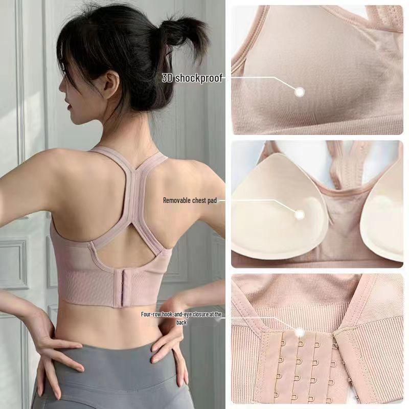 Women's Shockproof Sports Bra - Wirefree Yoga Vest with Beautiful Back Design