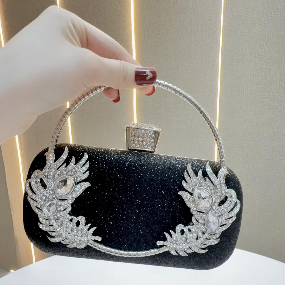 

Элегантный вечерний клатч со стразами: Женская сумка через плечо для банкета, вечеринки или платья ципао чёрный