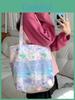 Trendy Street Style Pink Floral Tote Bag With Soft Cotton Fabric And Spacious Design