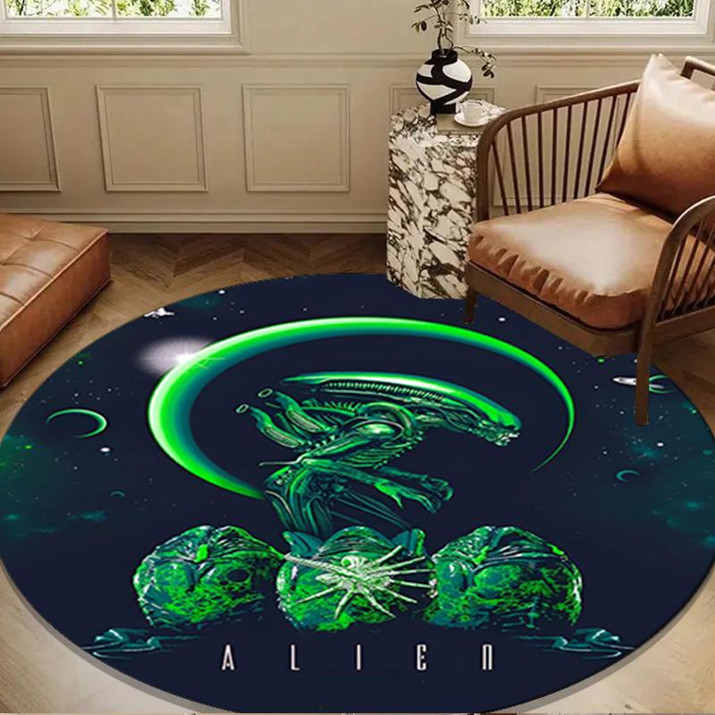 Alien Artwork Round Mat, Anti-slip Circle Carpet Chair Rug For livingroom,Bedroom, Doormat Home Decor Gift Christmas Gifts