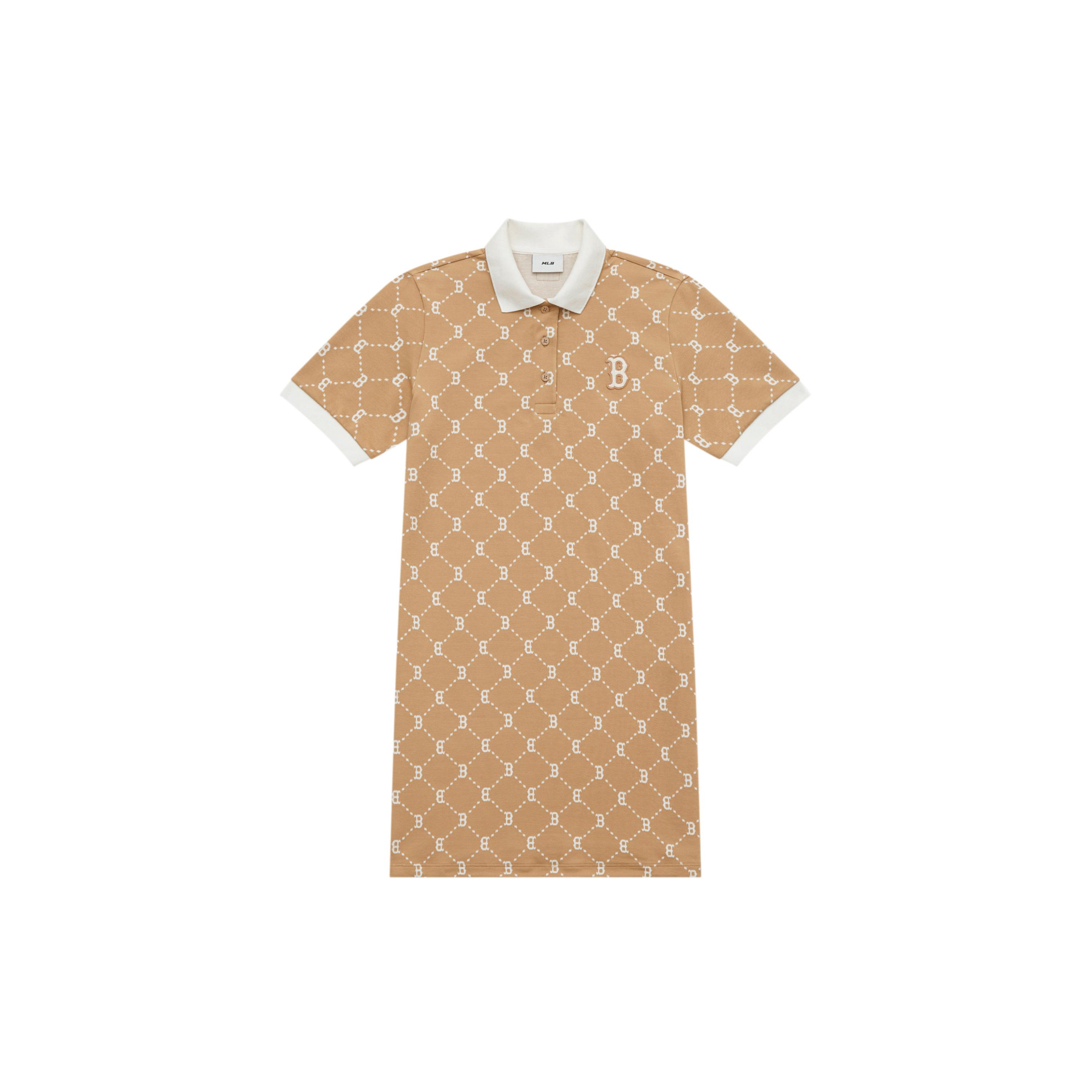 

New MLB Boston Red Sox SS24 Short Sleeved Dress Women s Light Camel 3FOPM0443-43CAL M