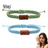 Outdoor Travel Braided Bracelet Adjustable Rope with Wooden Charm, Ocean Wave/Mountain for Commemorative Souvenir Women Men, Handmade Bracelet,