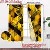 2D FLAT PRINTING 2pcs Curtains (Without Rod) Geometric Yellow Cubes Valentine is day Festival Creative Curtains Durable