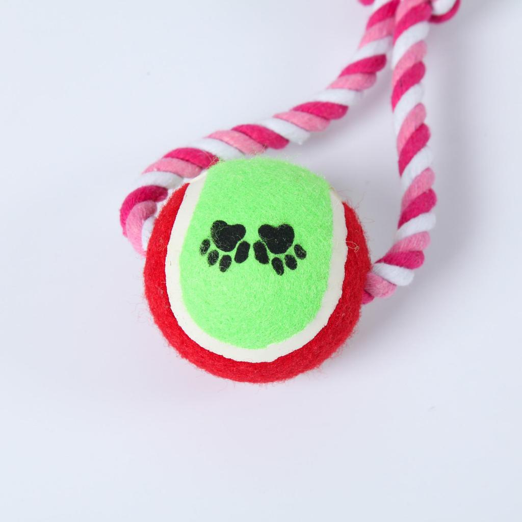 Shiba Inu Cotton Rope Toy: Tennis Ball & Knot for Teeth Cleaning and Boredom Relief