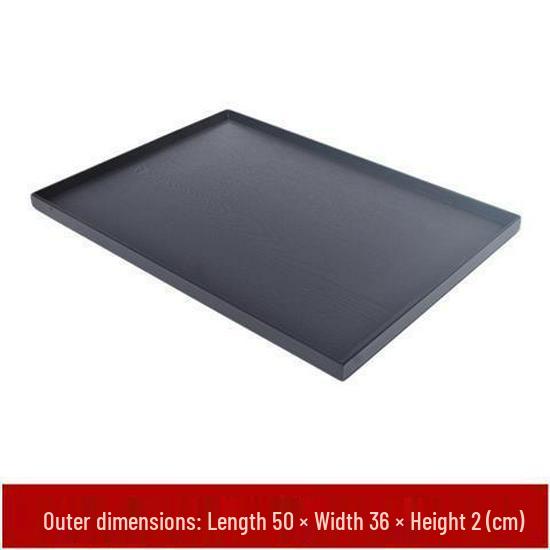 Rectangular Japanese Black Wooden Serving Tray - Solid Wood Plate for Dinner, Tea, or Water Cups. Perfect for Retro Restaurant Decor.
