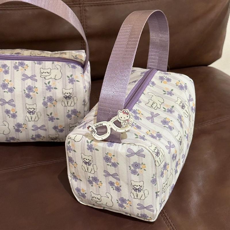 Cute Cartoon Hand-Held Cosmetic Bag Large Capacity Travel Portable  Storage Bag Makeup Pouch Girls Birthday Creative Gift
