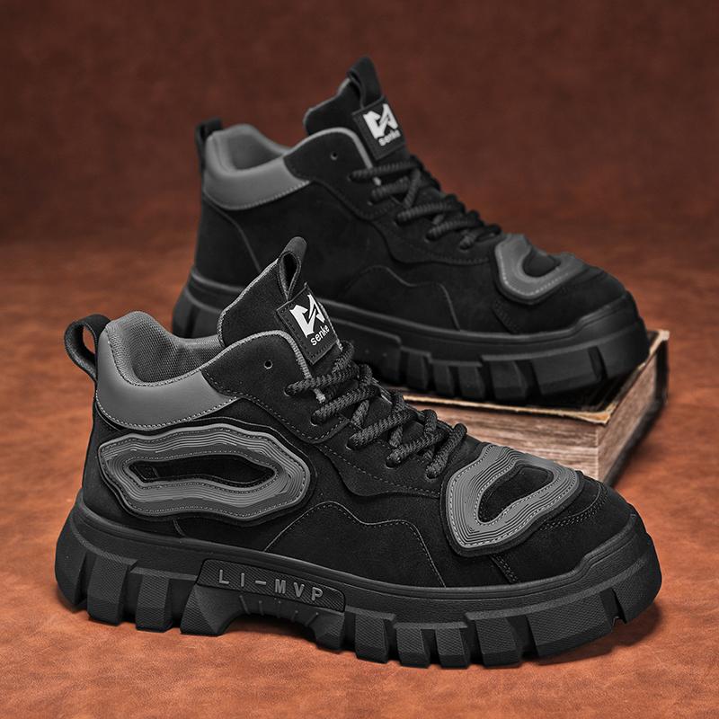 New Fashion Autumn And Winter Men's High Top Martin Boots Students Male Boys Trending Soft Sole Work Shoes Labor Protection Martin Sneakers