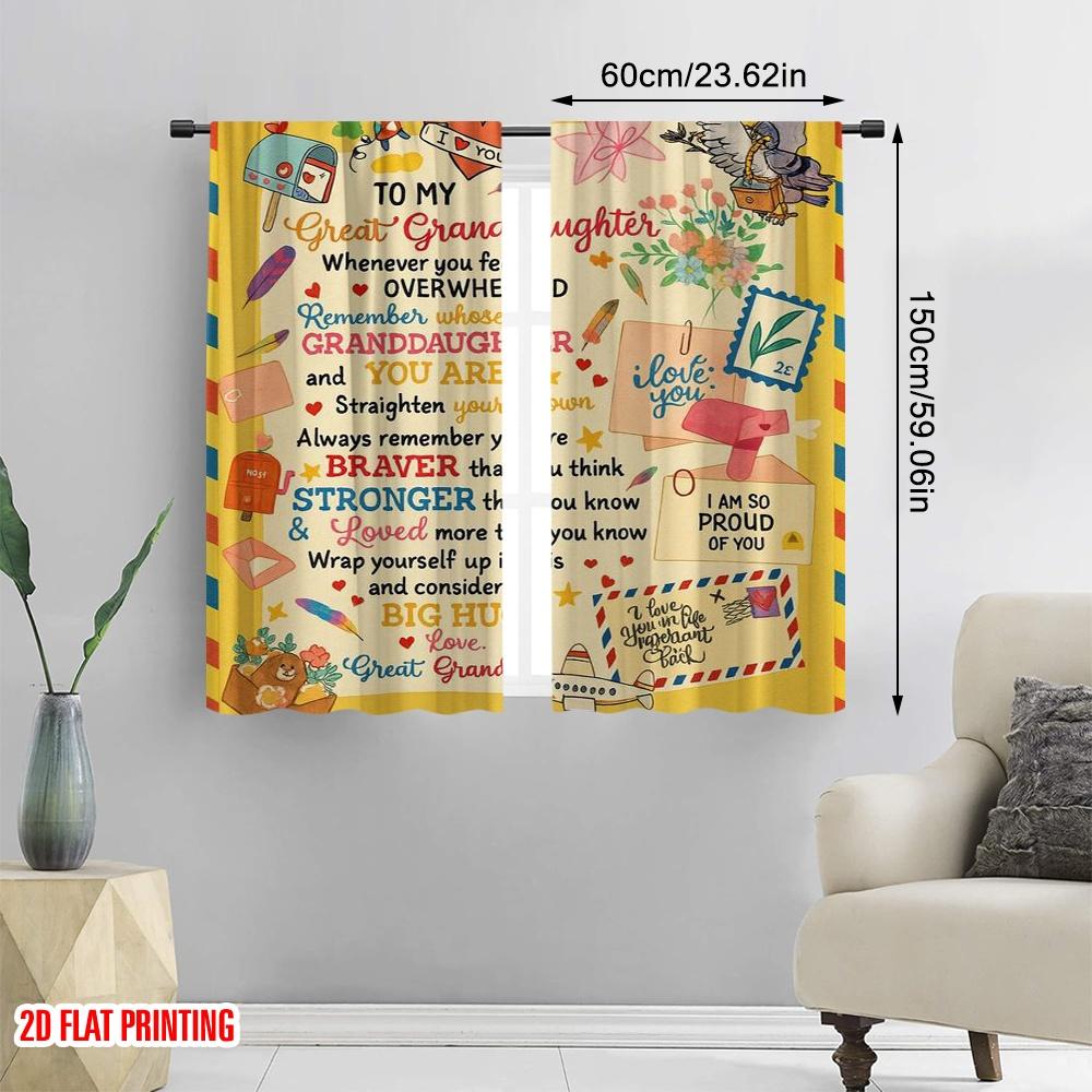 2 Stück, 2D-Flachdruck Vorhänge Digitaldruck Omas Weisheit Vielseitig 100% Polyester (ohne Stange) Dekorationen für den Heimgebrauch