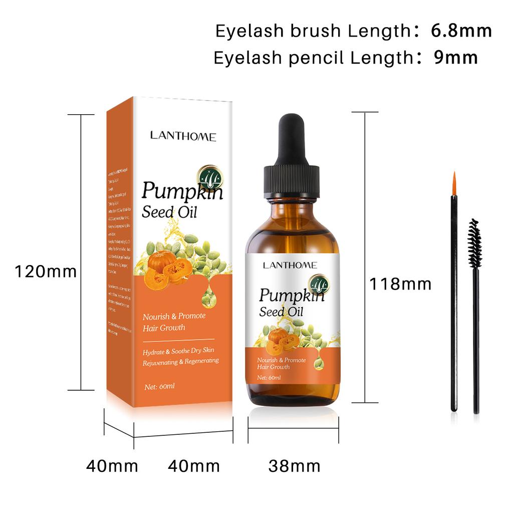 Lanthome Pumpkin Seed Oil Hair & Eyelash Growth Serum, 60ML, Natural Plant Extract, Repair Dry & Frizzy Hair, Strengthen Hair