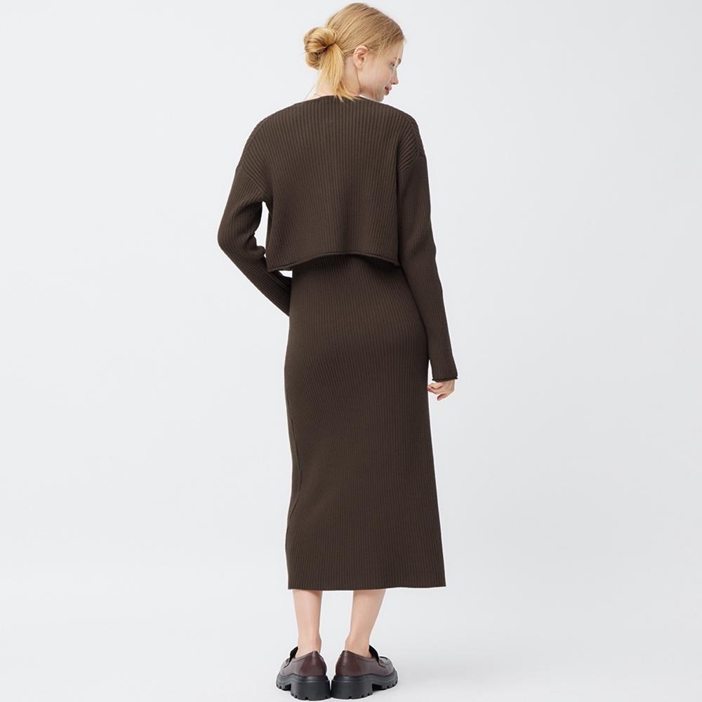 Gu Multi Way Rib Knit Dress  Long Sleeves