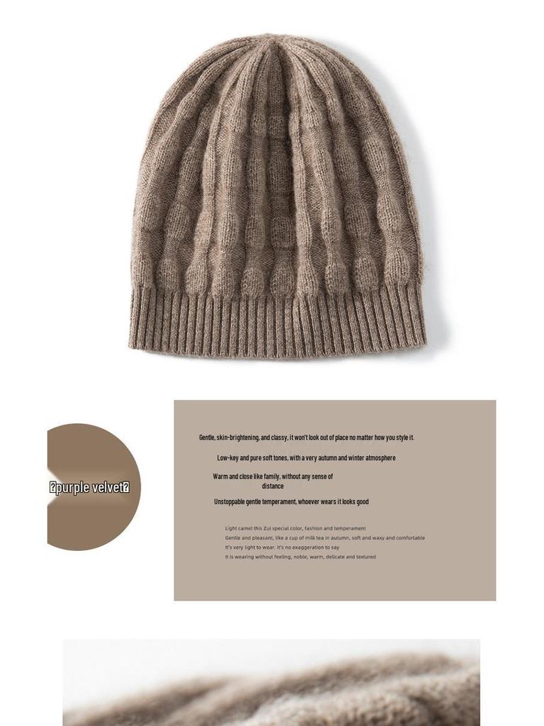 Dammössa med flätstickning i ren kashmir för öronen, för höst- och vintermode