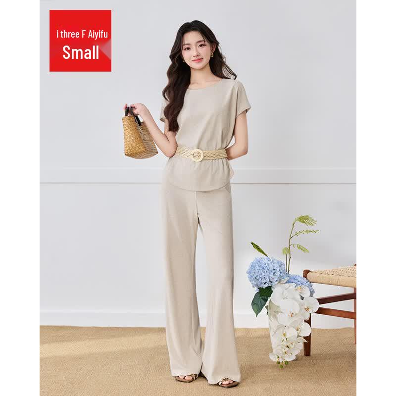 IEF Petite French Style Two-Piece Top and Pants Set M