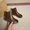 Leather platform Martin boots women's 2025 new autumn and winter retro Chelsea boots black casual short boots