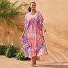 2023 Rayon V-Neck Beach Cover-Up Robe: European & American Style Vacation Swimsuit Sunscreen Shirt