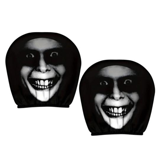 Breathable Car Seat Protector 2Pcs Universal Headrest Covers, Horror Pattern Protector, Durable Polyester Cover Stretchy Interior Accessories for All