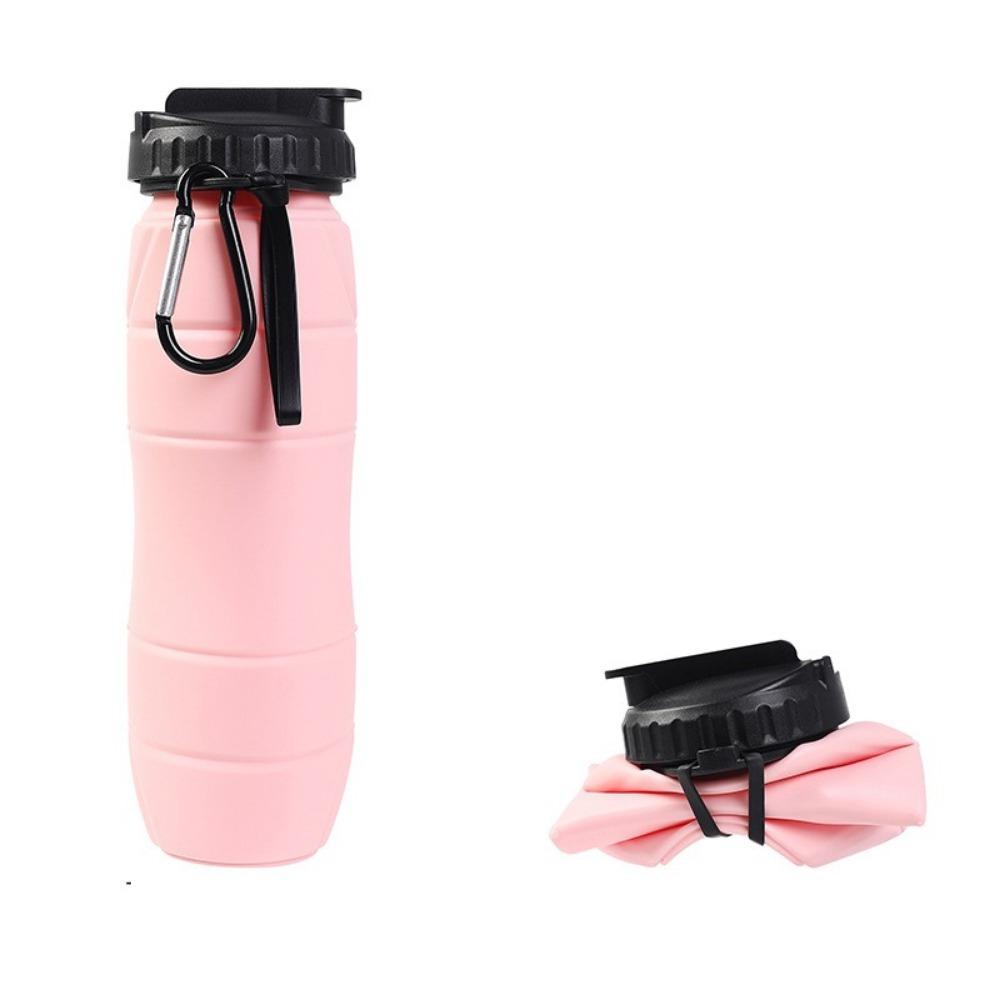 Silicone Foldable Water Bottle 650ml Folding Water Cup Drinkware Sports Water Bottle  Camping розовый