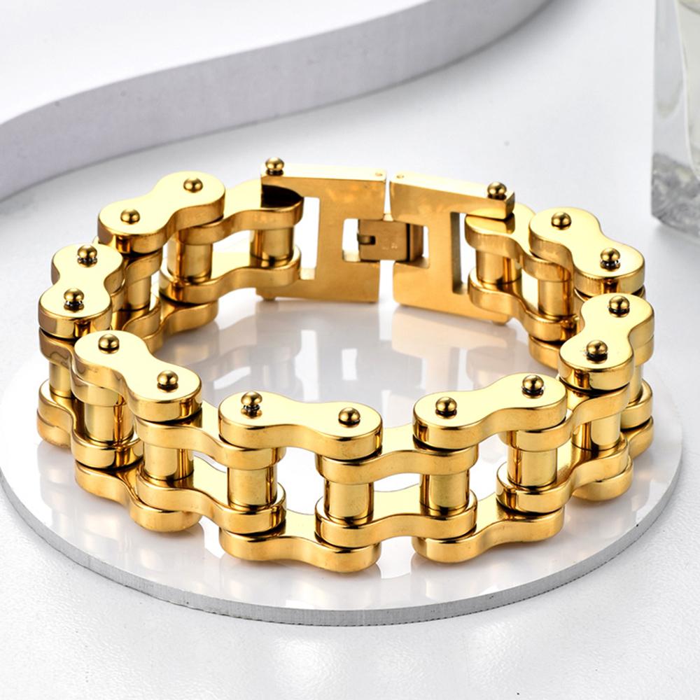 Rock And Roll 21MM Width Motorcycle Chain Man Bracelet for Men Heavy Stainless Steel Men's Bracelets Bangles Bikers Jewelry