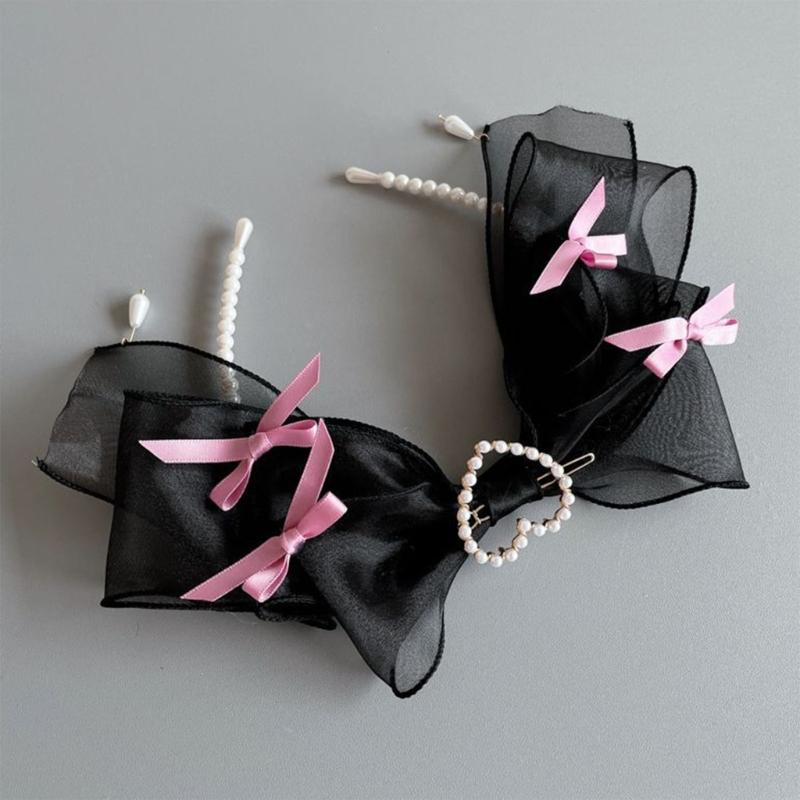 Spitzen Schleifen Haarband Mädchen Haar Stirnbänder Cosplay Perlen Perlen Haarband Kopf Reifen Kopfschmuck Haarschmuck