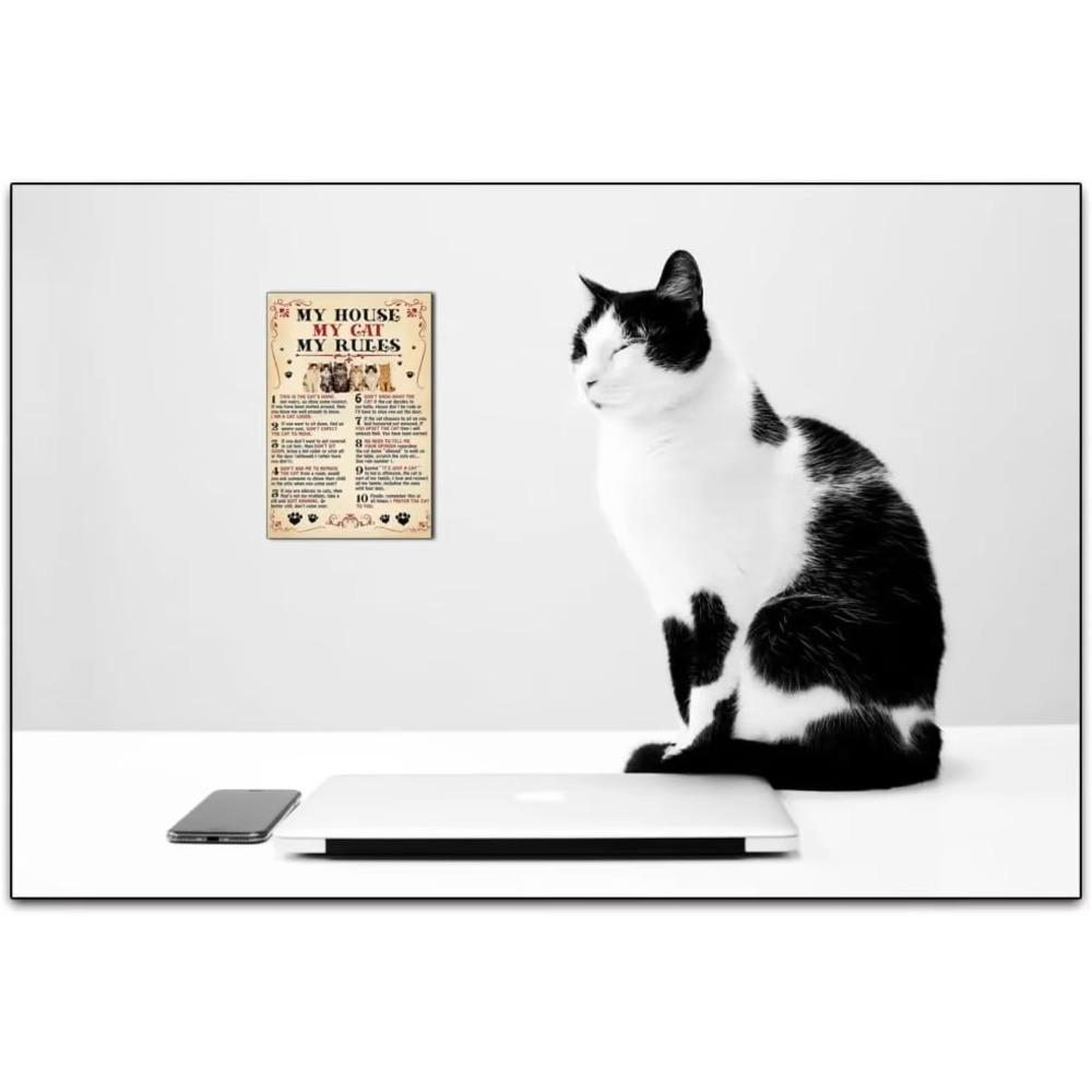 Exquisite Robert Art My House My Cat My Rules Vintage Wall Art for Cat Lovers Thick Tinplate Print Poster Unique Design