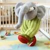 “Cartoon Stuffed Elephant Plush Toy Gray Head & Trunk with Green Striped Body Red-Yellow Polka Dot Feet
