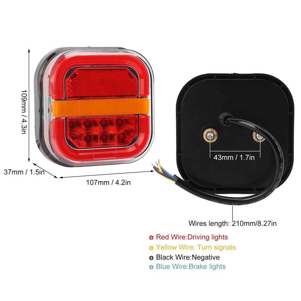 2PCS Red Yellow White Flowing 28LED Side Marker Light Truck Trailer Turn Signal Tail Lights Car Stop Brake Indicator Taillights