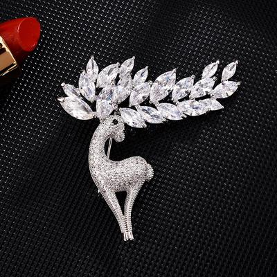 Big Horn Deer Zircon Brooch High-End Sika Deer Brooch Pin Button Pin Clothing Accessories Korean Brooch Wholesale