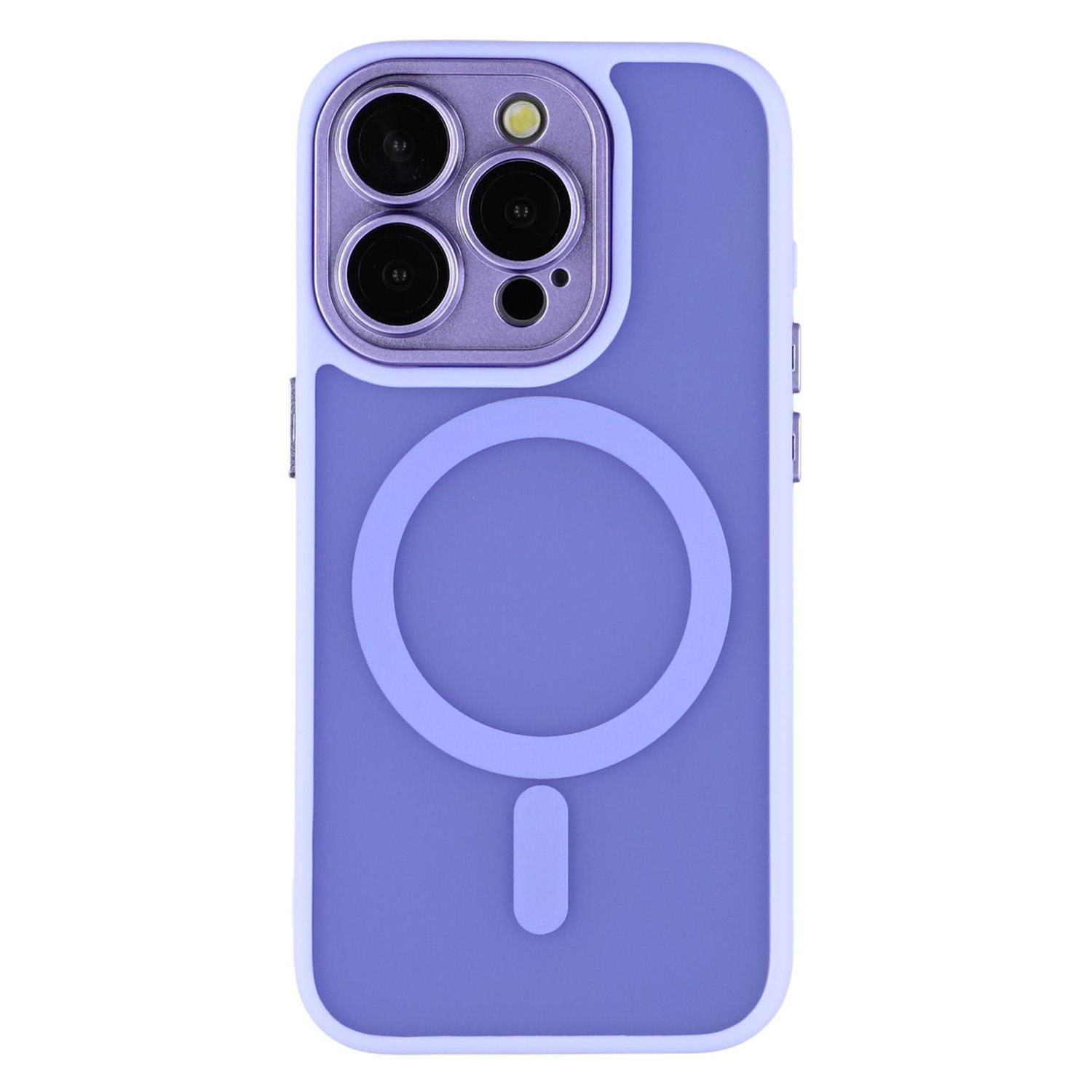

For iPhone 15 Pro Case Compatible with MagSafe PC+TPU Matte Phone Cover with Glass Lens Film Light Purple