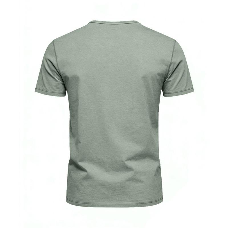 T-shirt da uomo Henley a maniche corte, tinta unita, casual, basic