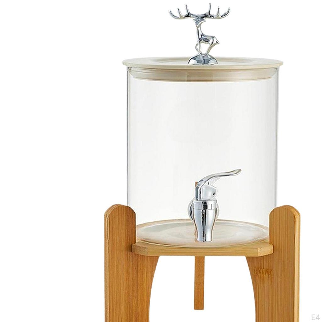 Glass Drink Dispenser with Spigot, 3.5L Cold Beverage Stand for Restaurants,