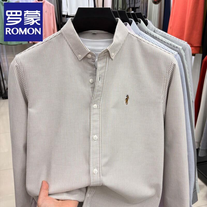 Romon Men s Pure Cotton Thickened Fleece-Lined Long-Sleeve Shirt 4XL