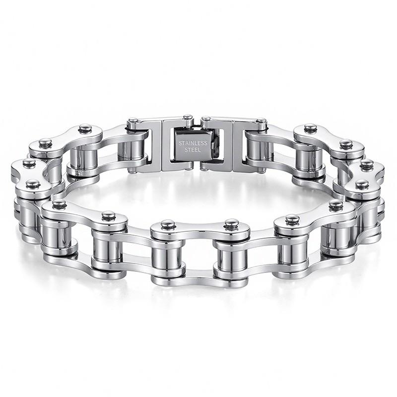 Stainless Steel Chain Bracelet Men Women Cycling Biker Punk Style Adjustable Safety Wristband