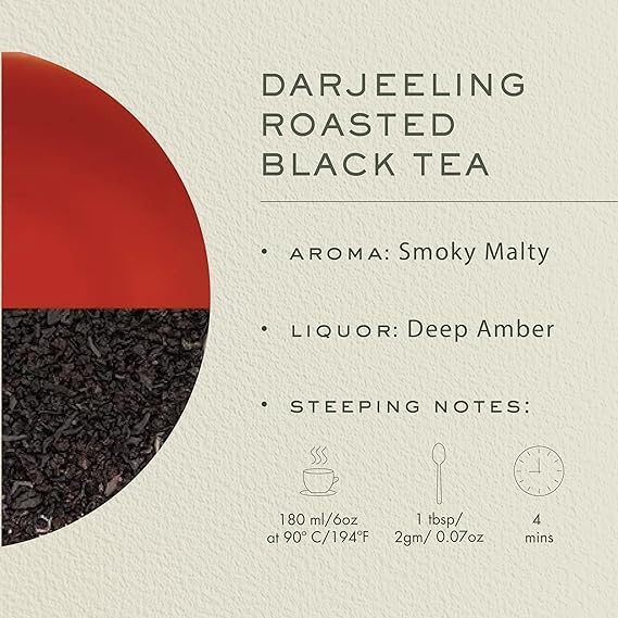 Makaibari Roasted Darjeeling Black Tea 250g Loose Leaf Chestlets Box USDA Organic Smoky Premium Darjeeling Tea