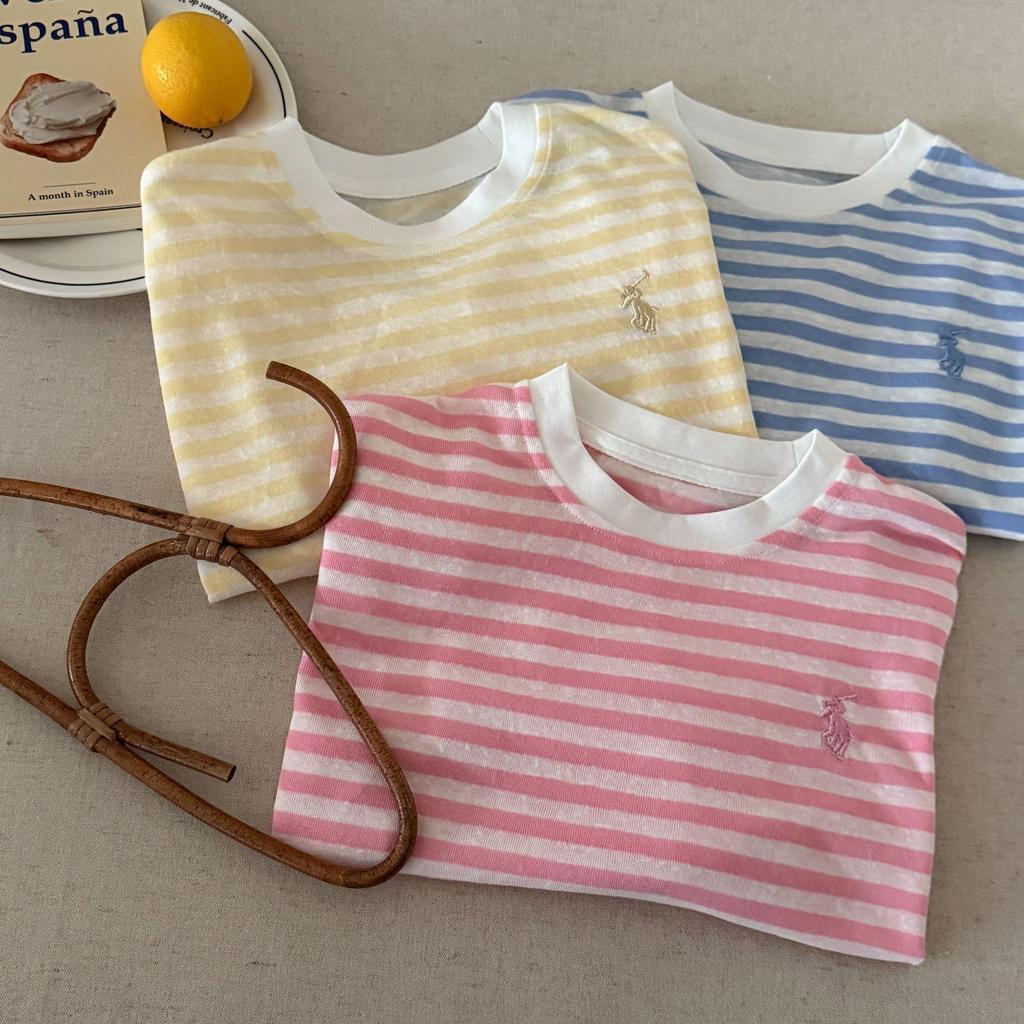 2025 Summer Kids' Striped Round Neck T-Shirt - Mosquito-Proof, Cool & Trendy for Boys & Girls