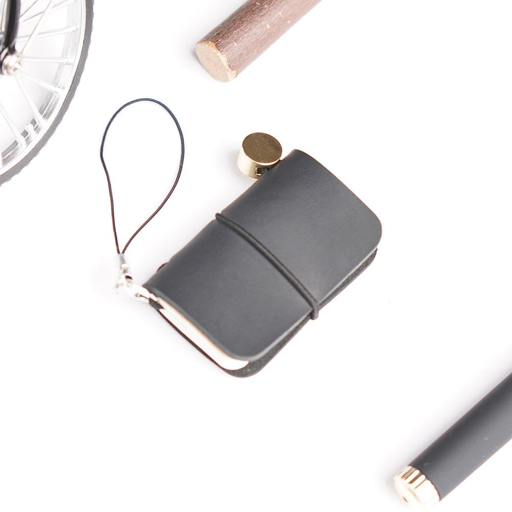 Urok ze skóry bydlęcej Japoński i Koreański Mini Kieszonkowy Dziennik - Uroczy Notatnik ze Skóry Crazy Horse