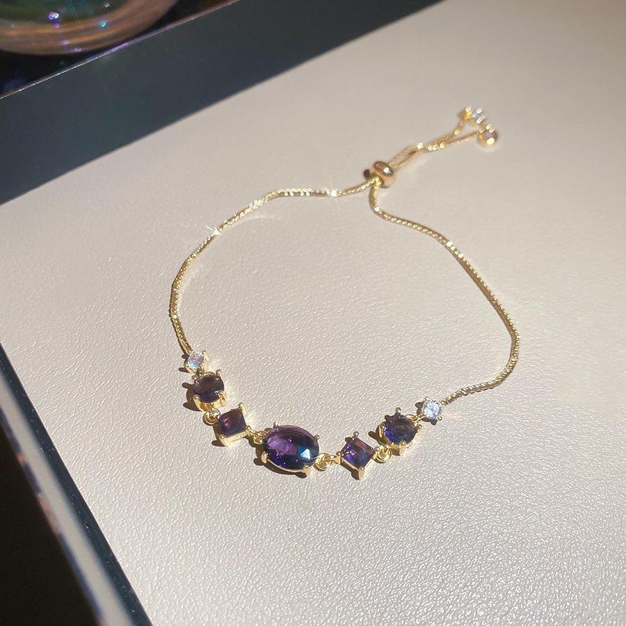 Blue Star Zirconia Hexagonal Flower Bracelet - Stylish, Versatile, and Luxurious Wrist Jewelry for Women