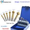 90° Three-Flute Chamfer Tool Set, Titanium-Plated HSS, 6pc, Iron Box, Natural Color