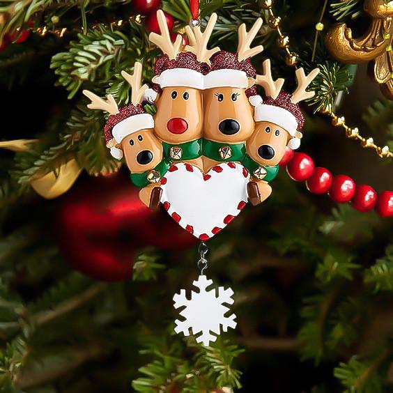 Charming Christmas Reindeer Heart Snowflake Resin Decoration Set For Festive Cheer