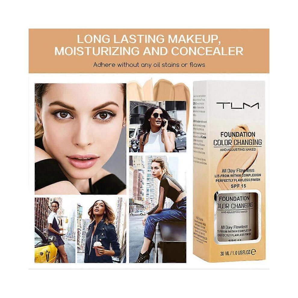 TLM Colour Changing Foundation,SPF15 Flawless Color Changing Foundation Makeup Base Moisturizing Liquid Foundation , Sunscreen